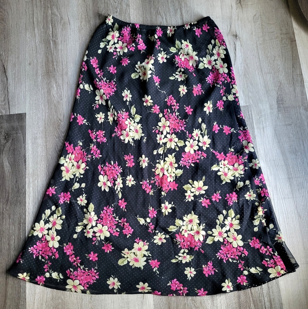 Floral Black and Pink Women's Skirt